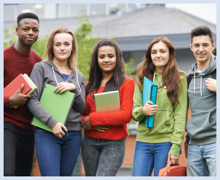 students heading for school